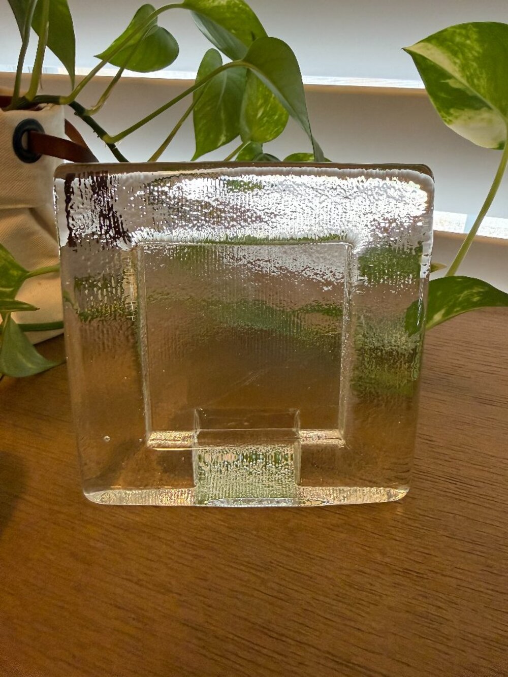 VTG Textured Thick Block 'Ice' Glass Freestanding Picture Frame